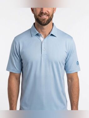 Straight Down Brand Golf Polo Shirt Mens XL Blue White Micro Check Performance